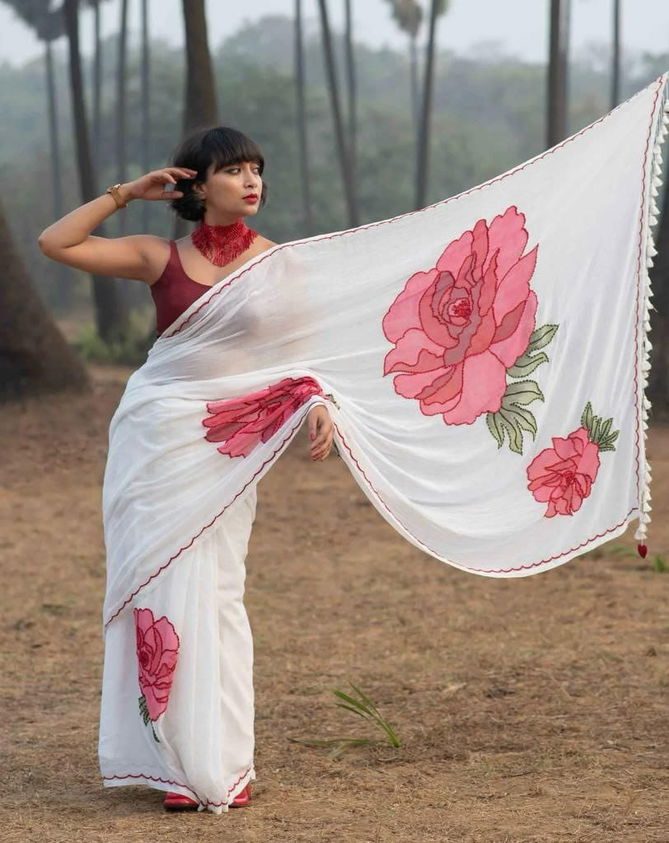 MG 360 Plain Linen Printed Saree Suppliers In India